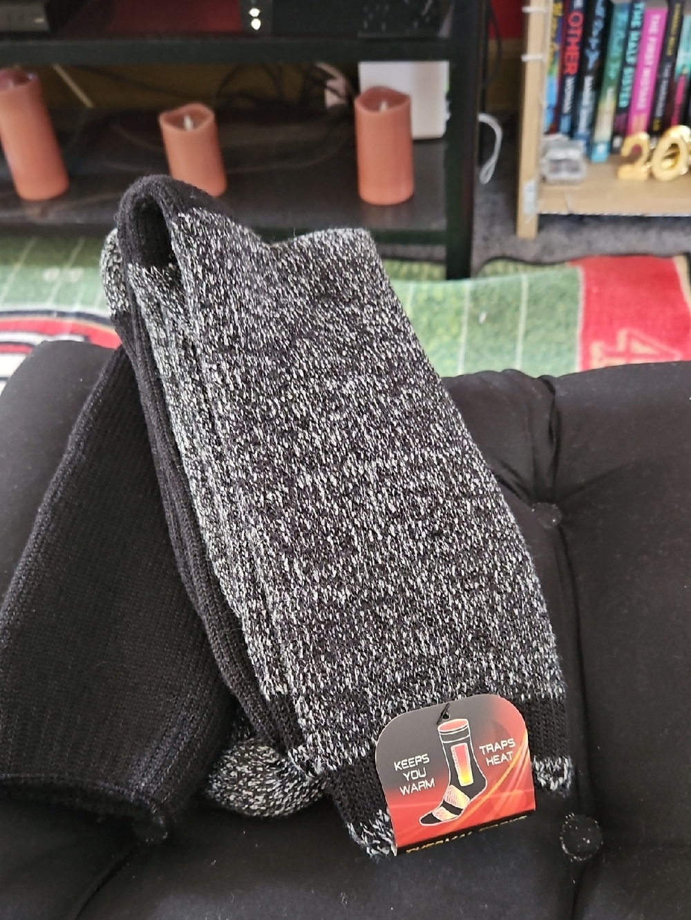 Thermal Crew Socks - Black/Grey - Unbranded